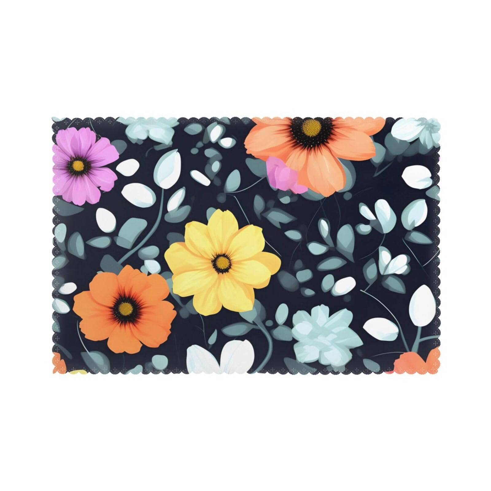 Beautiful colourful flowers Placemats set of 6, insulated, washable, suitable for kitchen, dining room, parties, etc.