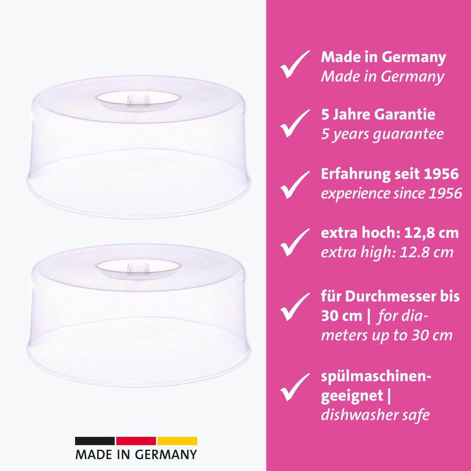 Westmark 2x Copri-Torta, Ø 30 cm, con Manico, Plastica, Trasparente, 342422E3