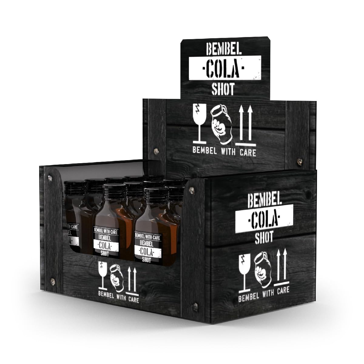 BEMBEL WITH CARE Apfelwein Cola 16% Likör Shot 20 x 0,02 Liter und einer BEMBEL WITH CARE Postkarte
