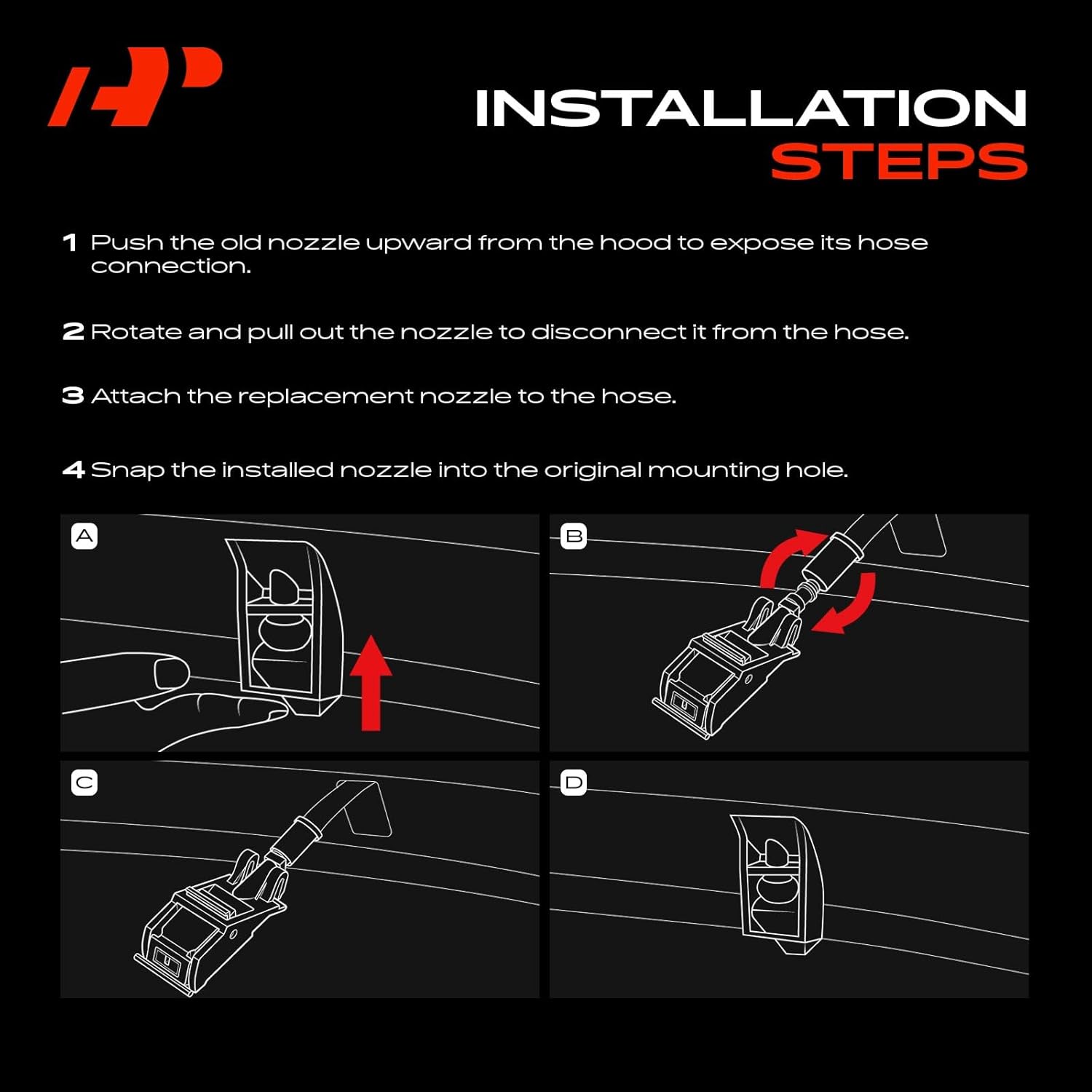 A-Premium Front Windshield Washer Nozzle Compatible with Land Rover LR4 2010-2016, LR3 2005-2009, Range Rover Sport 2006-2013, Pack of 2