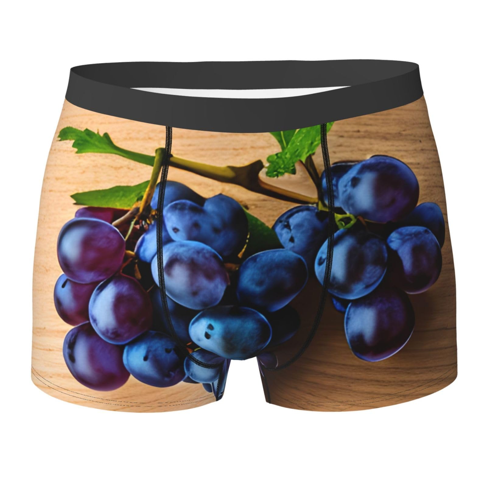 Enrpty Men's Black Grape Pattern Print Underwear Stretch Breathable Boxer Briefs Fun Boxers Briefs For (S-Xxl)