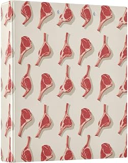 3 Ring Binder 1 Pack Raw Fresh Meat Binder with 2 Pockets Three Ring Binder with 1.5 inch Round Ring for School or Office Supplies