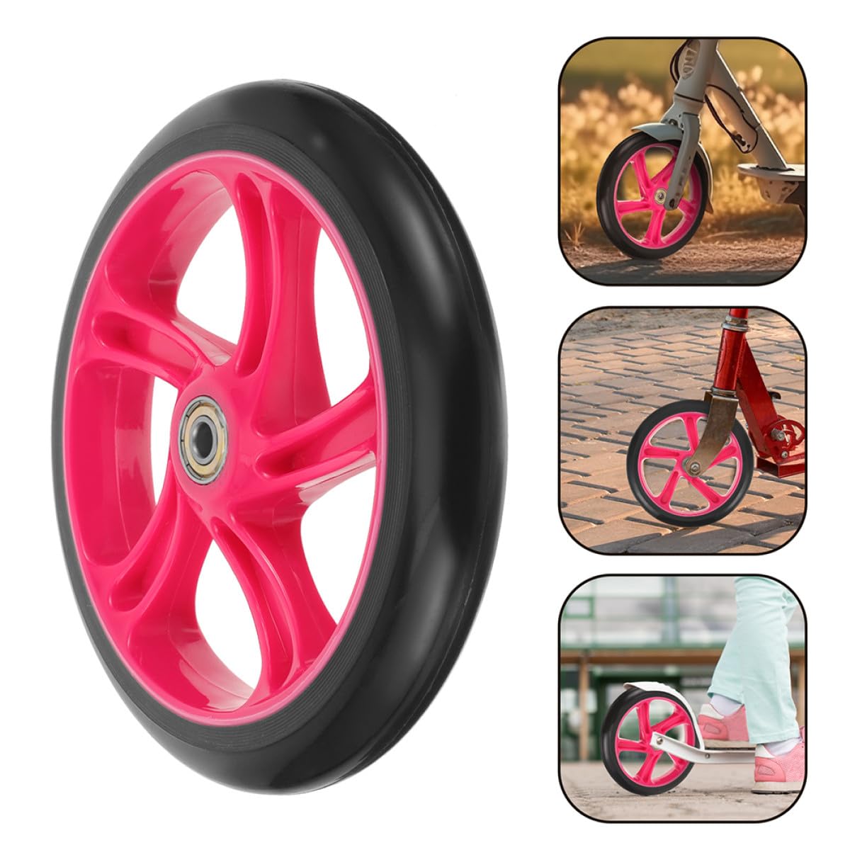 Kichvoe Ruote per Monopattino Elettrico in Pu ad Alta Durezza e Resistenza allo Strappo, 1 Paio di Ruote Elastiche Rosse per Scooter Stunt e Sport