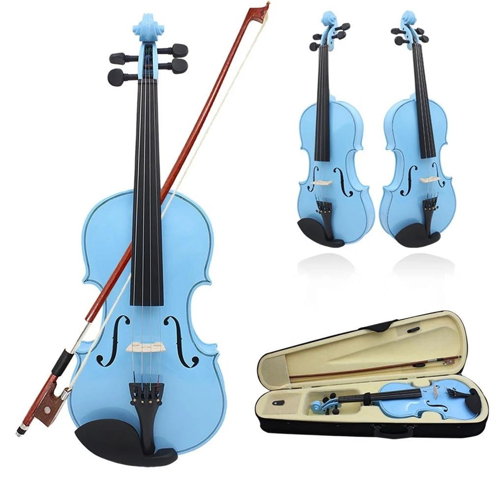 Violino Set Violino Acustico Strumento Per Principianti | 4/4 in legno massello a grandezza naturale(Blue)