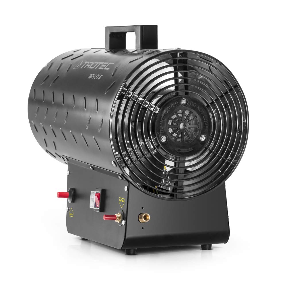 TROTEC TGH 31 E - Calefactor de Gas con Manguera de conexi?n y Reductor de Presi?n, Potencia de hasta 30 kW, 1000 m3/h de Flujo de Aire, para bombonas de Gas comerciales, Encendido piezoel?ctrico