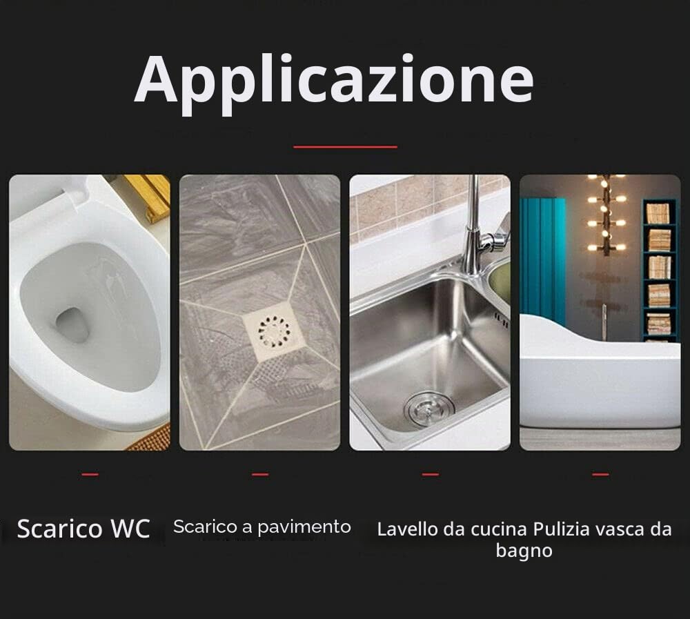 Pompa di pulizia per tubi di scarico, pompa di pulizia multifunzione 0,7 MPa, potente pompa di scarico per tubo di diametro 30 – 130 mm, WC, bagno, doccia, cucina