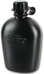 M-Tac Cantil de plástico de 1 litro 1 litro - Garrafa de água militar do exército para caminhadas, acampamento, airsoft mochilão (preto)