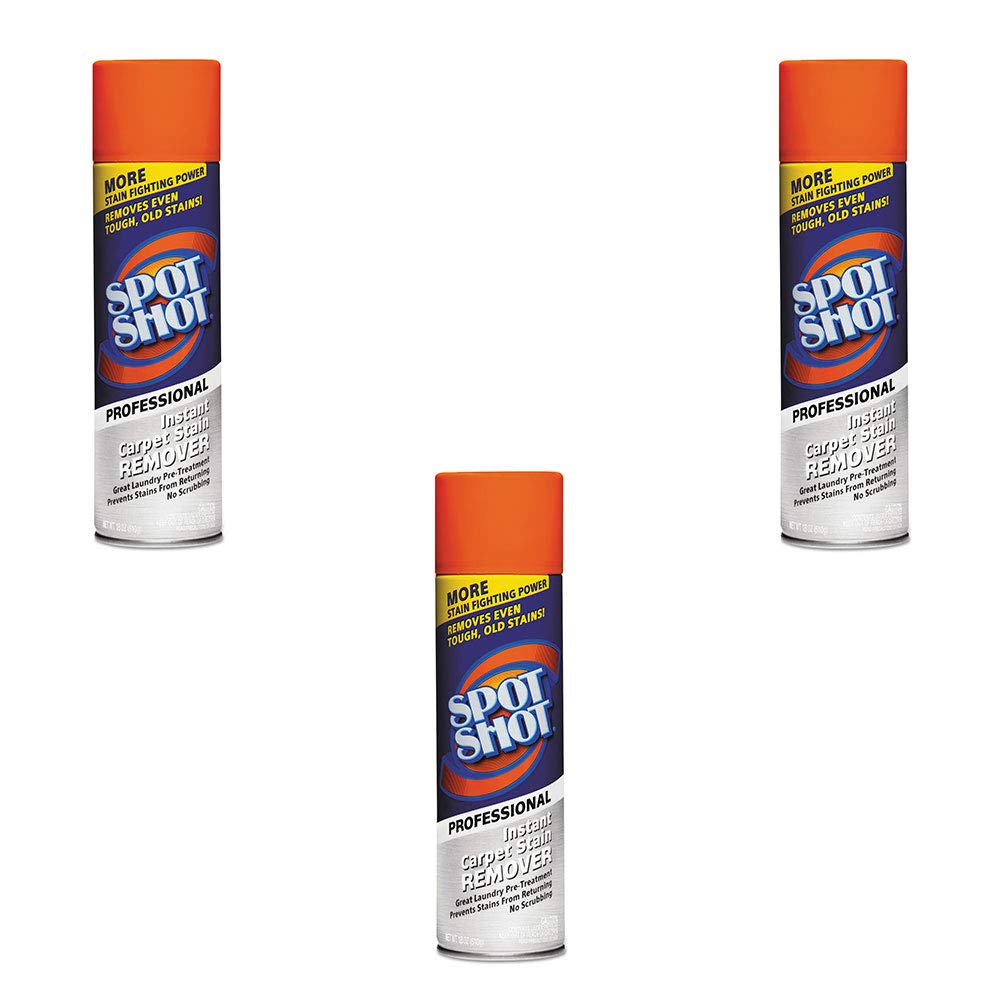 Spot Shot Carpet Stain Remover Cleaner Aerosol Spray, 18 Ounce (3 Pack)