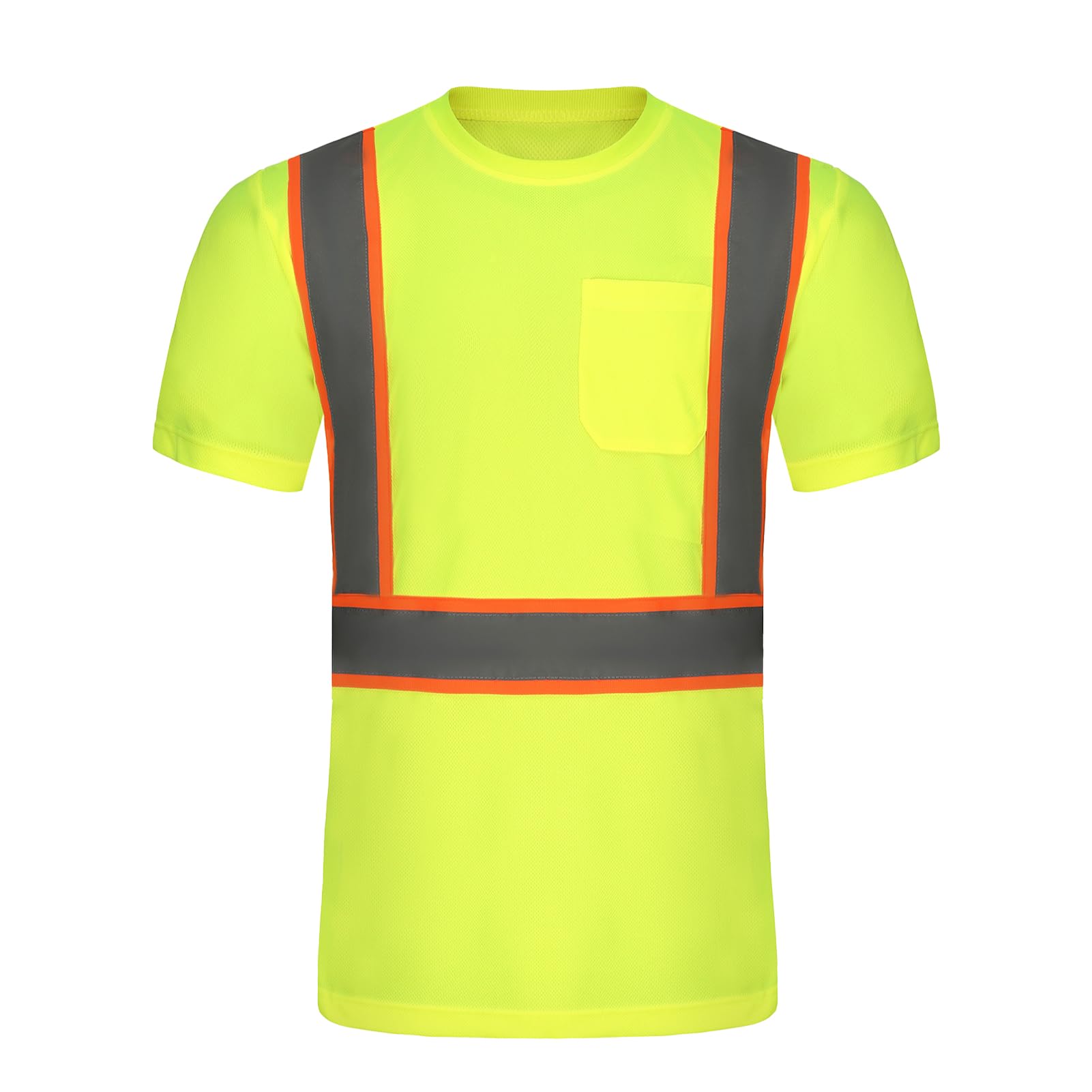 Amazon.com: wefeyuv High Visibility Shirts Quick Dry Safety T Shirts with  Pocket and 3 Reflective Strips Short Sleeve Mesh Hi Vis Construction Work  ...