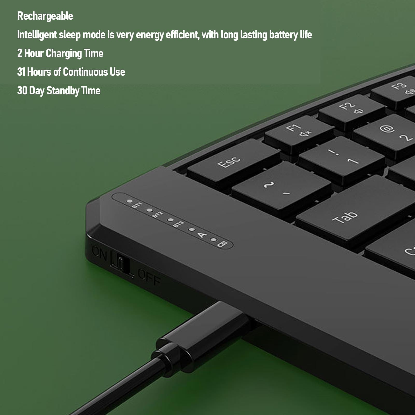 Teclado Ergonómico Plegable, Teclado Bluetooth Inalámbrico Portátil Dividido en Forma de V con Teclas de Interruptor de Tijera, Compatible con iOS OS X para