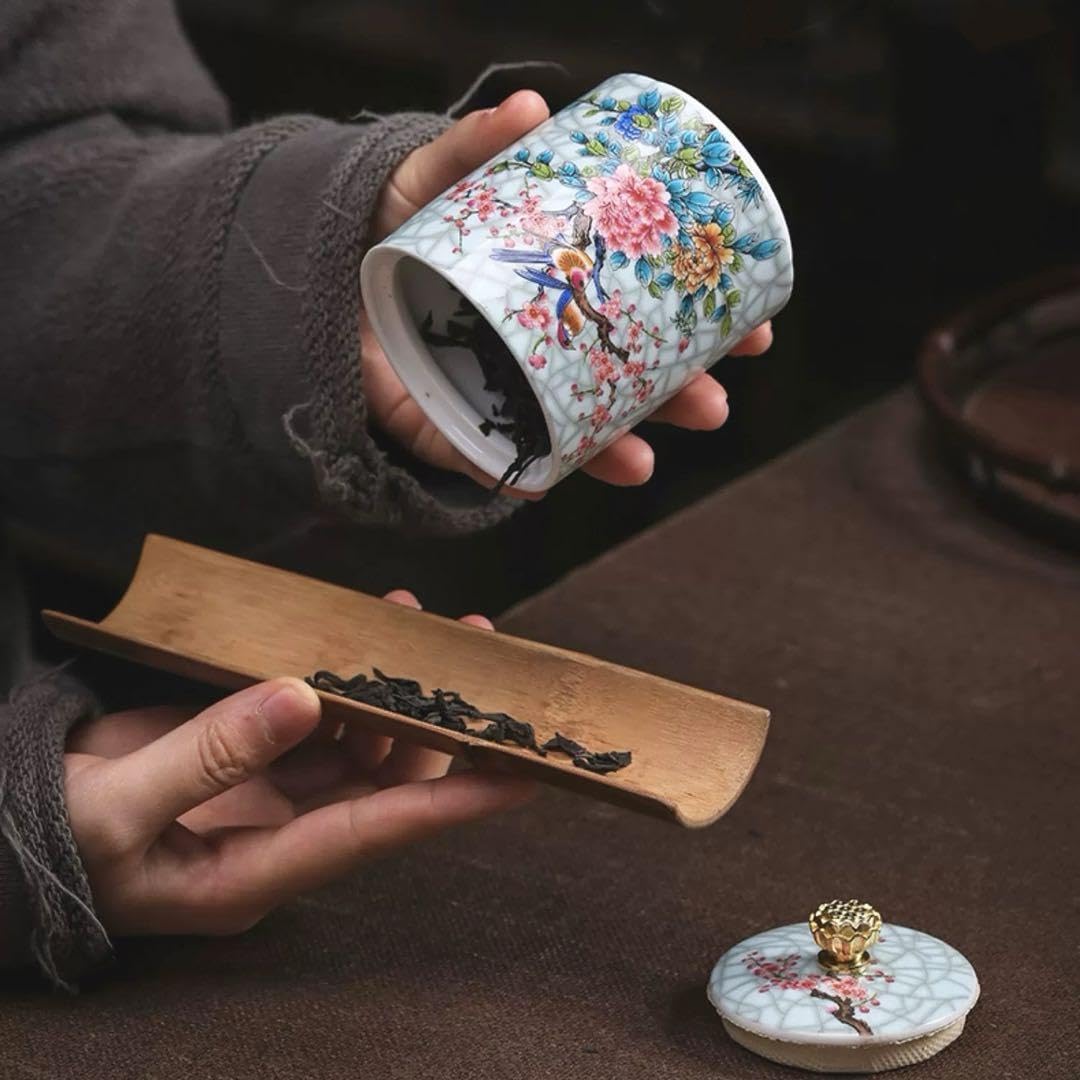 唐草の茶筒シノワズリ中国茶台湾茶紅茶コーヒー豆茶葉密閉保存容器李朝