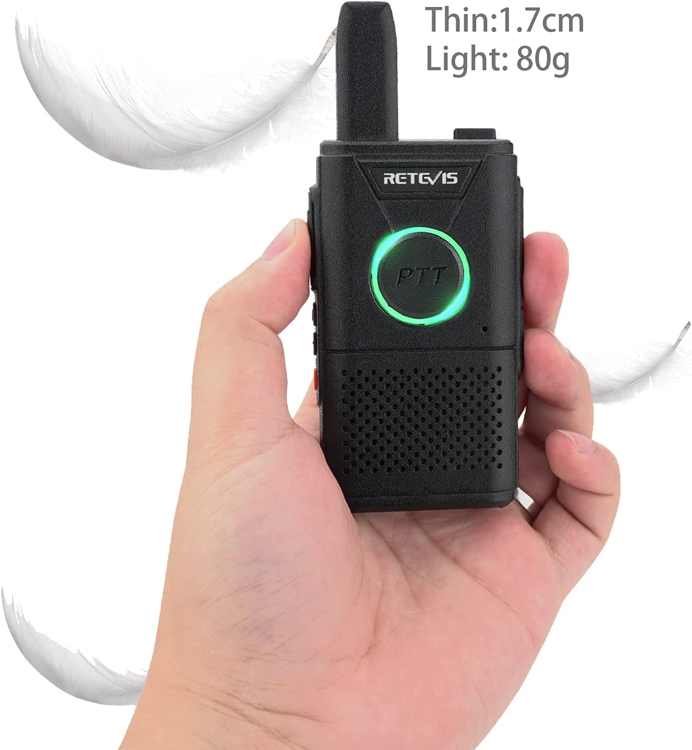 Retevis RT618 Mini Walkie Talkie Aufladbar, Professionelles PMR446-Lizenz Funkgerät mit Headset, Dual-PTT-Funkgeräte Set für Familien, Camping, Business (Schwarz, 4Stück)