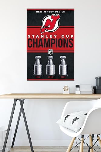 Miniatura 4 de Trends International NHL New Jersey Devils - Póster de pared Champions 23, 22.37 x 34.00 pulgadas, versión premium sin marco