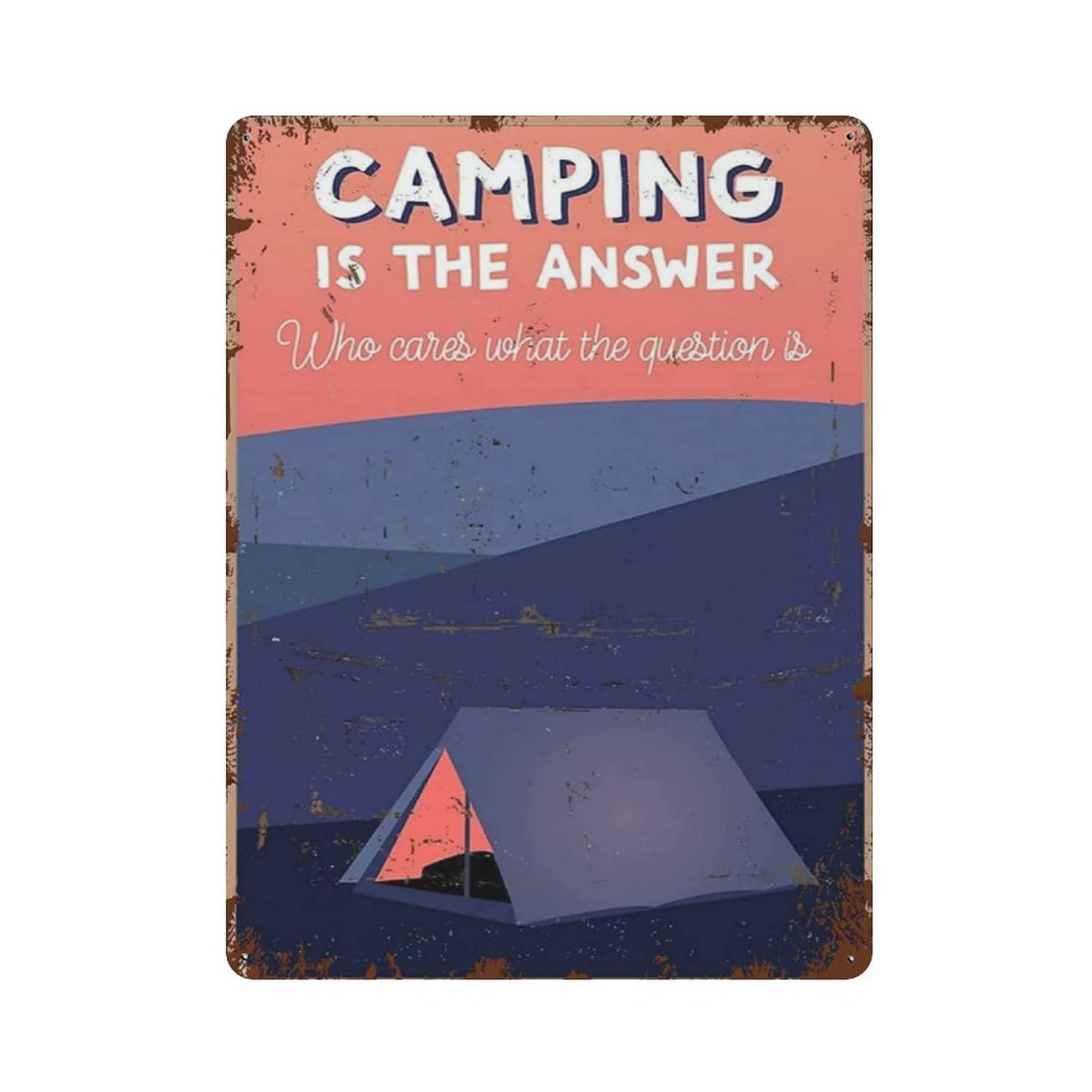 Metal Tin Sign Camping Is The Answer Vintage Tin Poster Metal Sign Wall Decoration Country Kitchen Home Garage Decor 16"x12"