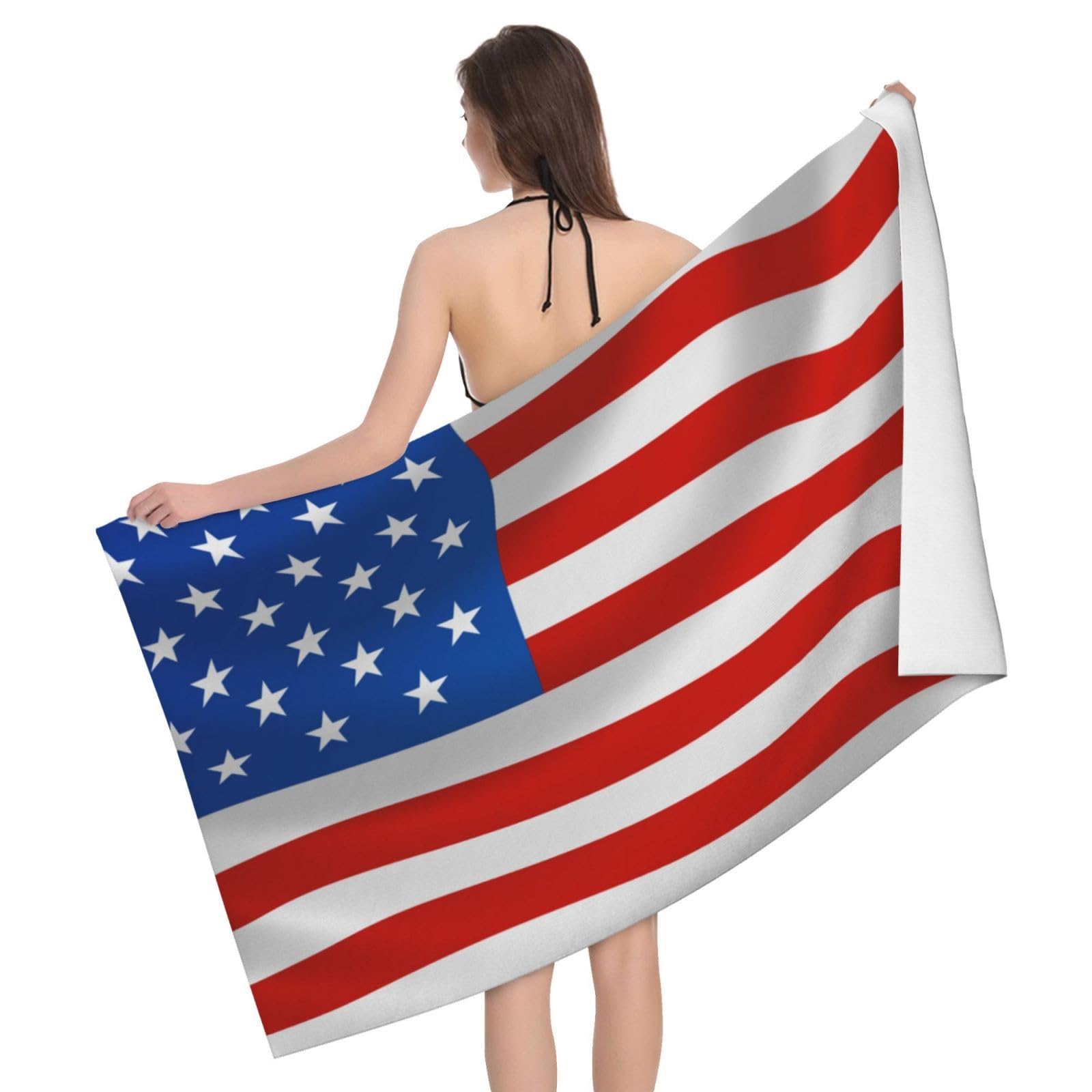 HLBSDM Microfiber America Flag Beach Towel Quick Dry Soft Sand Free Beach Towels for Pool Swim Beach Lightweight Thin Towels