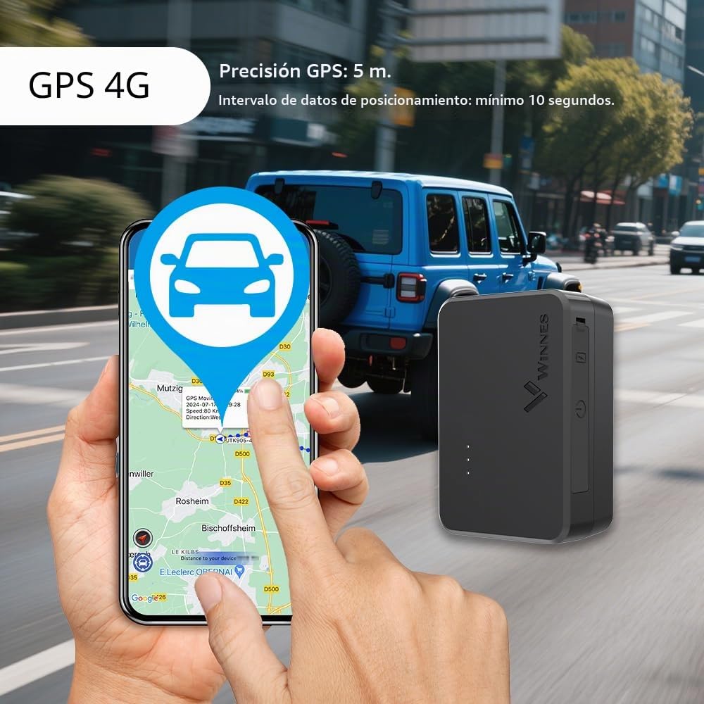 TKMARS Mini Localizador GPS 4G TK903 sin Tarjeta SIM, Seguimiento en Tiempo Real, Rastreador GPS Magnético,1500mAH Batería de 60 Días de Duración, Antirrobo Mini Tracker para Coche, Moto, Bicicletas