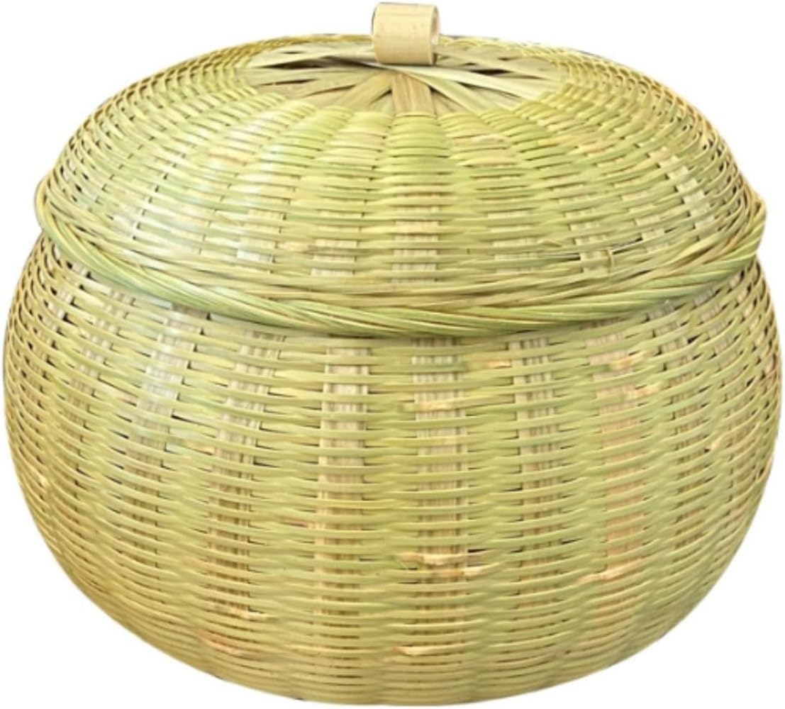 Amazon.co.jp: 竹スリーブ 竹編み製品 収納バスケット 蓋付き