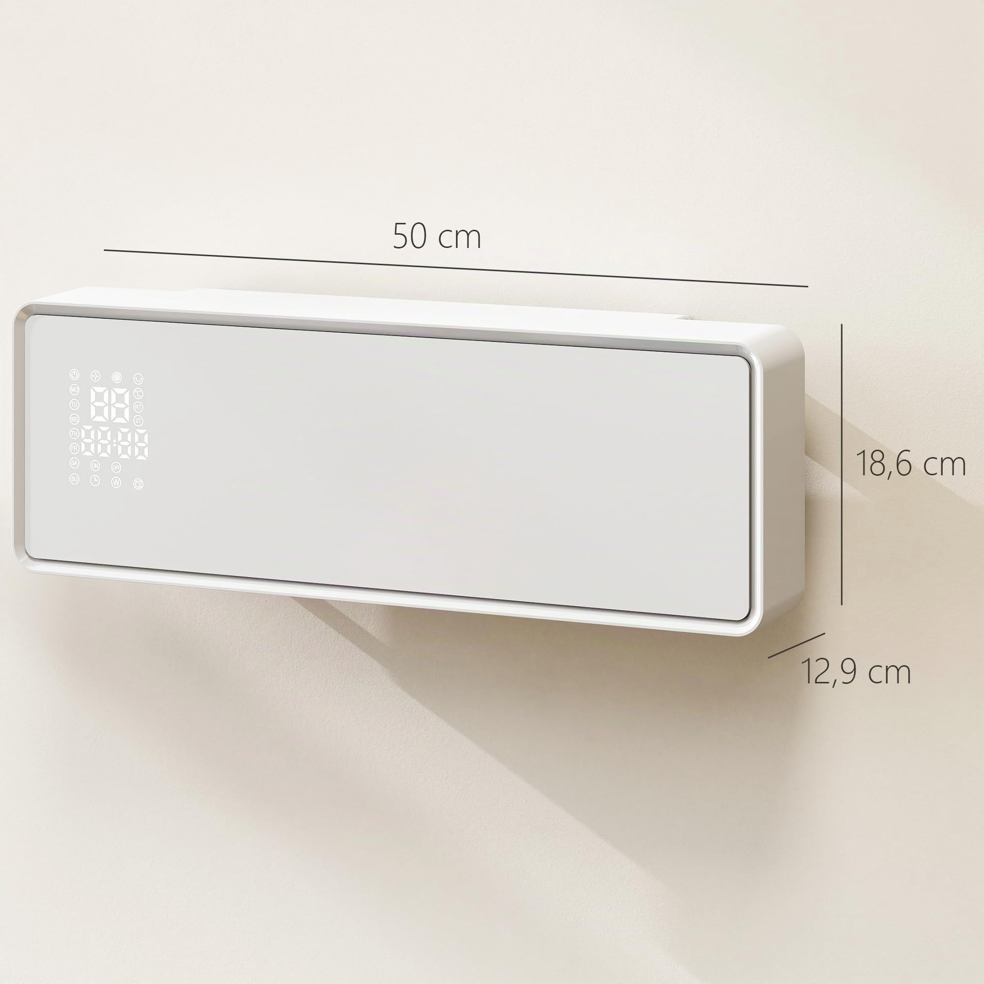 HOMCOM Calefactor Eléctrico Bajo Consumo Cerámico de Pared 2000W, 3 Modos