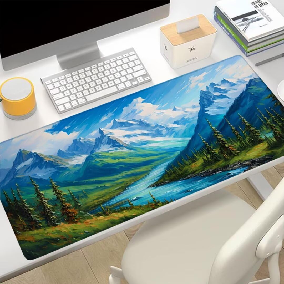 Podkładka pod mysz pod mysz niebo, podkładka pod mysz XXL 1200 x 600 x 3 mm, podkładka pod mysz górską antypoślizgowa wodoodporna podkładka pod mysz, podkładka pod mysz z przeszytymi krawędziami,