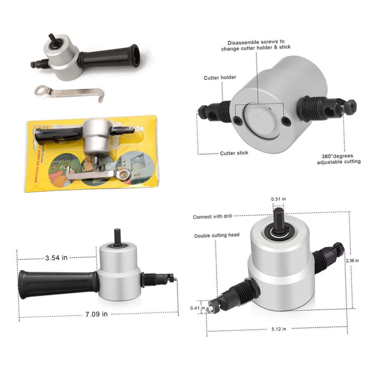 DOITOOL Grignoteuse à Métaux Portable 160a à Double Tête Coupe-tôle en Métal, Coupe sans Bavure pour Réparation et Décoration