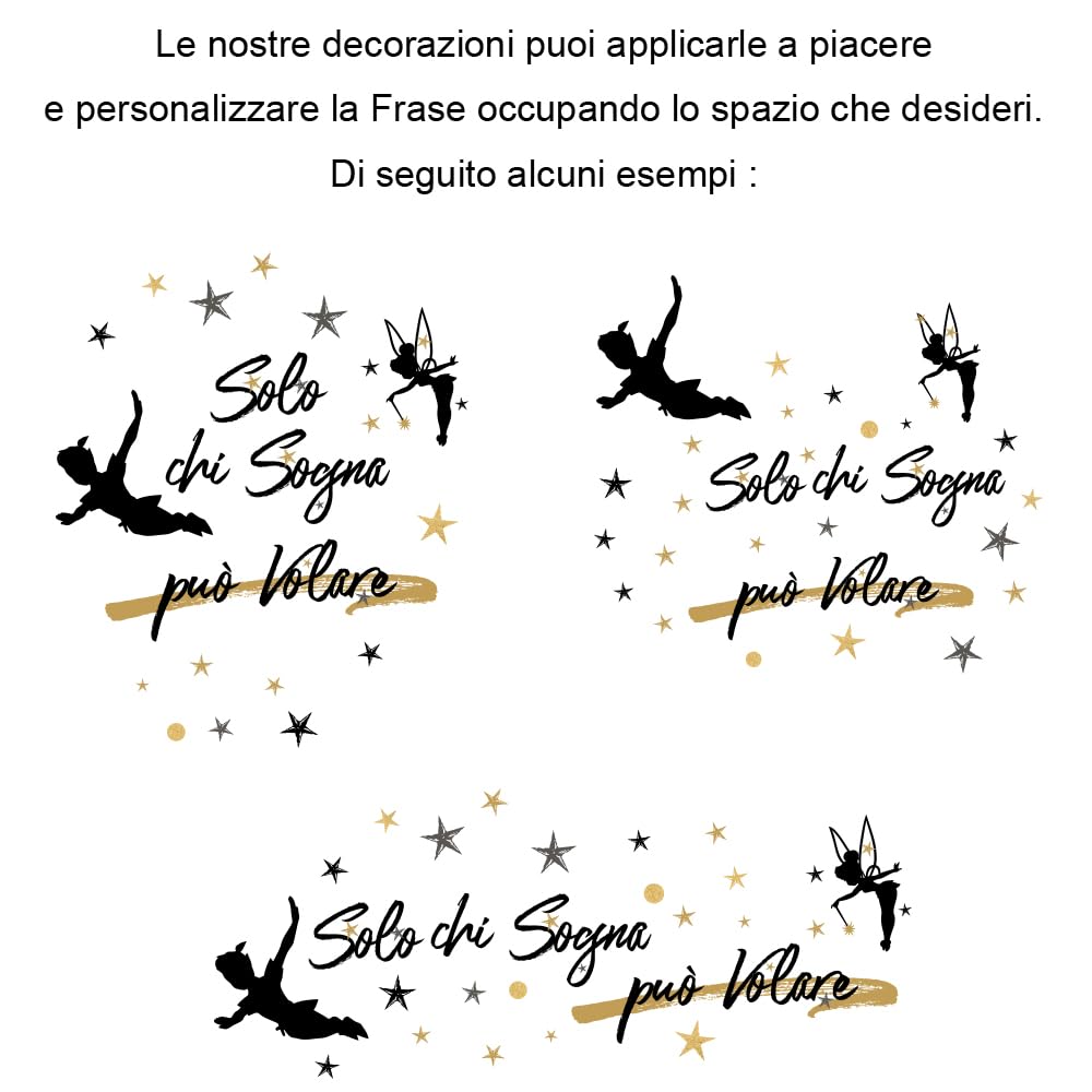 Adesivo Murale Wall Stickers Frase Citazione Adesivi Murali Decorazione interni Frase Solo chi sogna può volare Wall Sticker Adesivo da Muro 100 x 56 CM - Stickerdesign