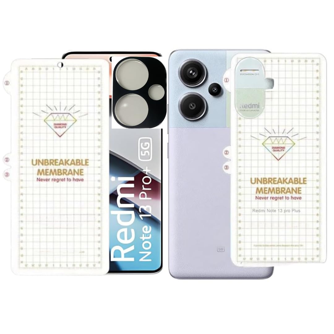 VGear Redmi Note 13 Pro Plus Edge To Edge Front and Back Unbreakable Flexible Membrane Screen Protector and Back Camera Lens Tempered Glass Protector Bubble-Free Anti-Scratch Easy Install (B0CTMQM5VT) Amazon Price History, Amazon Price Tracker
