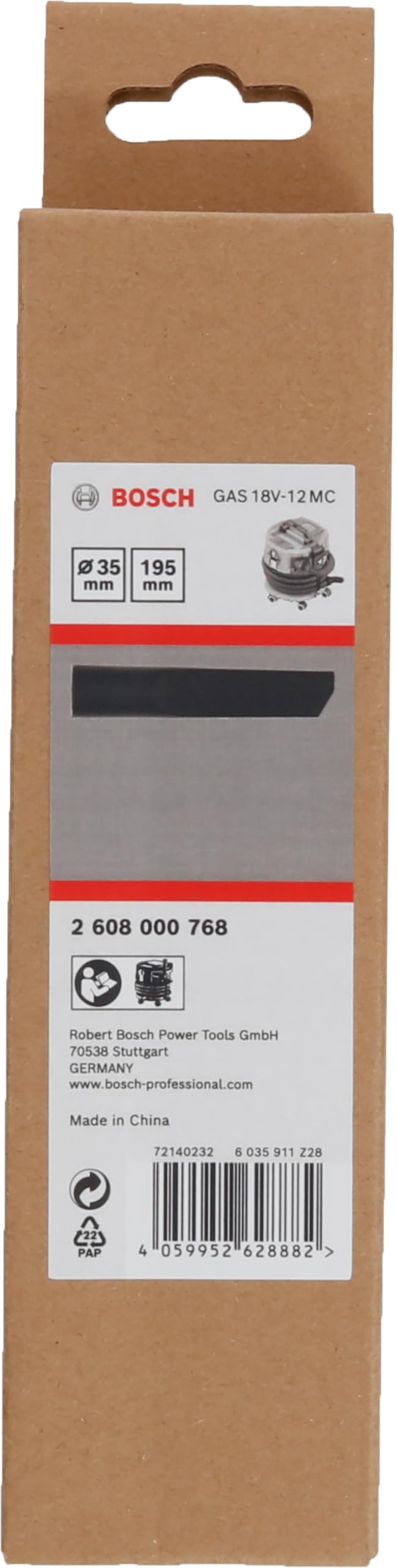 Bosch PRO 1 x ssawka szczelinowa (do GAS 18V-12 MC, 40 x 40 x 194 mm, akcesoria do odkurzacza)