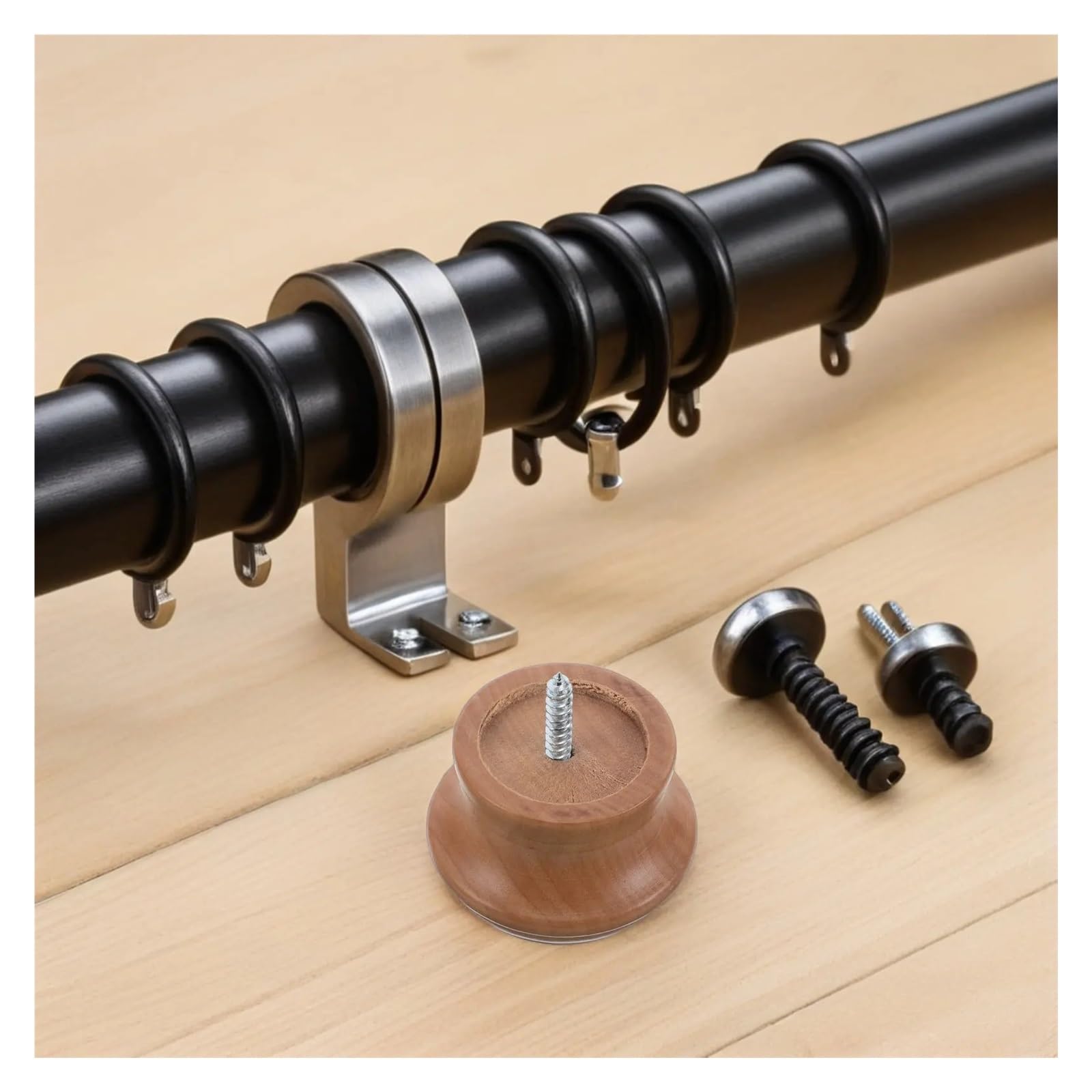Lot de 4 embouts de tringle à rideaux en bois pour rideaux lourds - Décoration de fenêtre pour tringles à rideaux