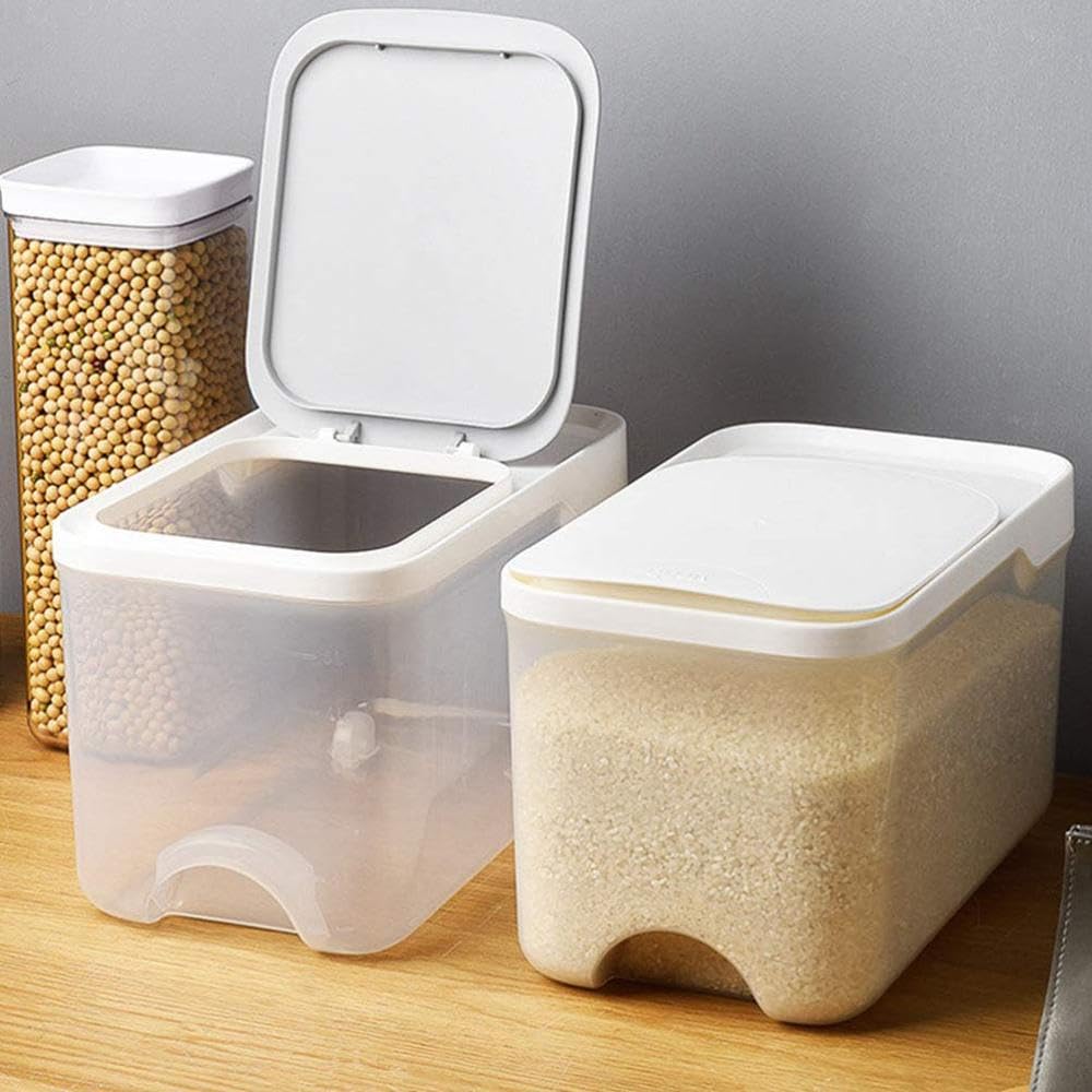 Dispensador de Granos, contenedor de Alimentos de Cocina de 5 kg, contenedor de Almacenamiento de Alimentos con Cuchara de arroz Lavada, contenedor de Alimentos para Mascotas,B