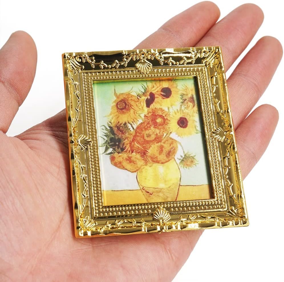 1/12 miniature painting with picture frame doll's house accessories, Van Gogh,Equipment for Mini Doll's Houses - Image 2