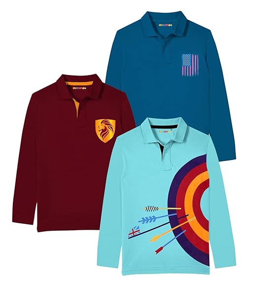 Kuchipoo Boys Polo T-Shirt - Pack of 3, Multicolored (Tshrt-164)