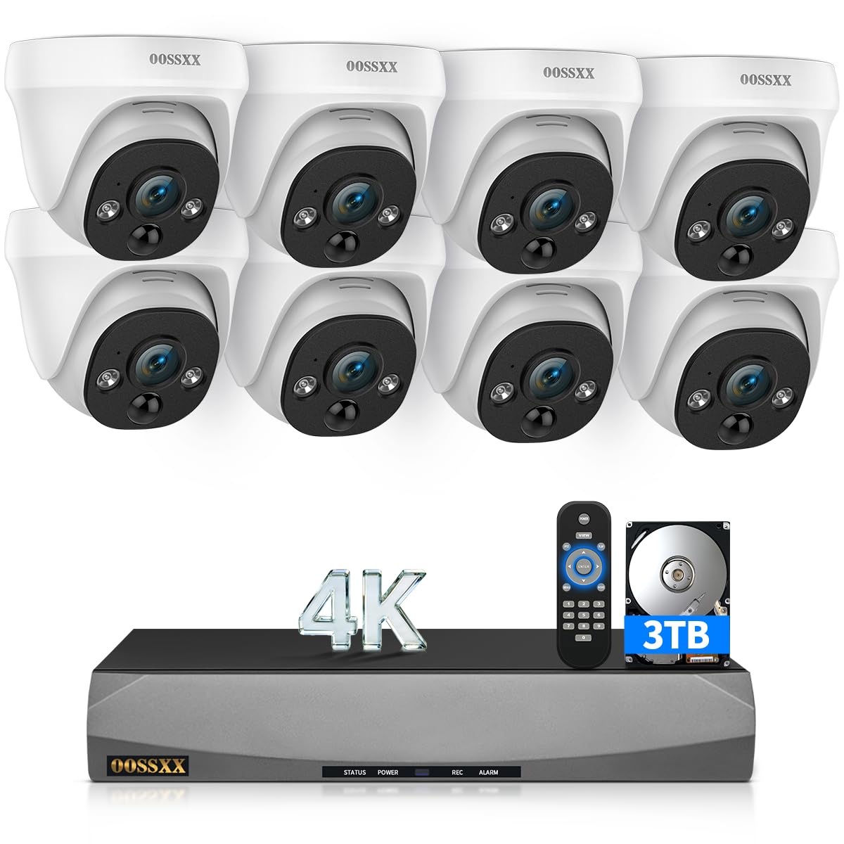 Photo 1 of 4K Wired Dome PoE IP Cameras for Home Security Outdoor, Installed 3TB HDD