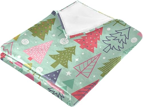 Miniatura 2 de KLL Manta mullida con patrón de árboles de Navidad de 50 x 60 pulgadas, cómoda manta de primavera para cama, picnic, cama