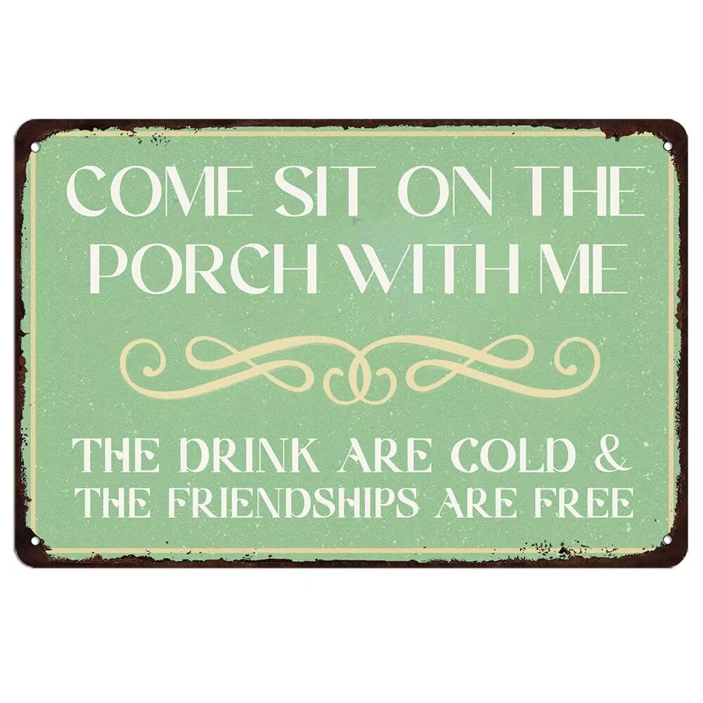 SMAZDFXX Vintage Welcome Metal Sign for House Door Come Sit On The Porch With Me Sign Retro Farmhouse Porch Plaque Decor for Home Back Door Porch Yard 8"x12"