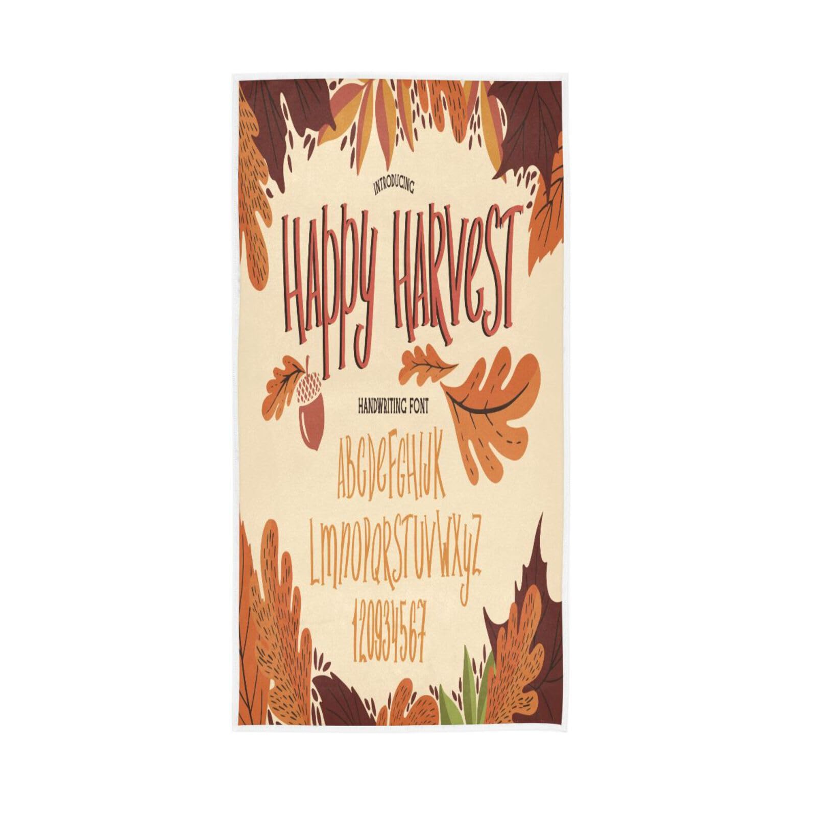 HUYGD Font Thanksgiving Day Towels for Facials, 15 x 30 Inches Soft Hand Towel Spa Towels for Facials Bath Hand Towels for Bathroom