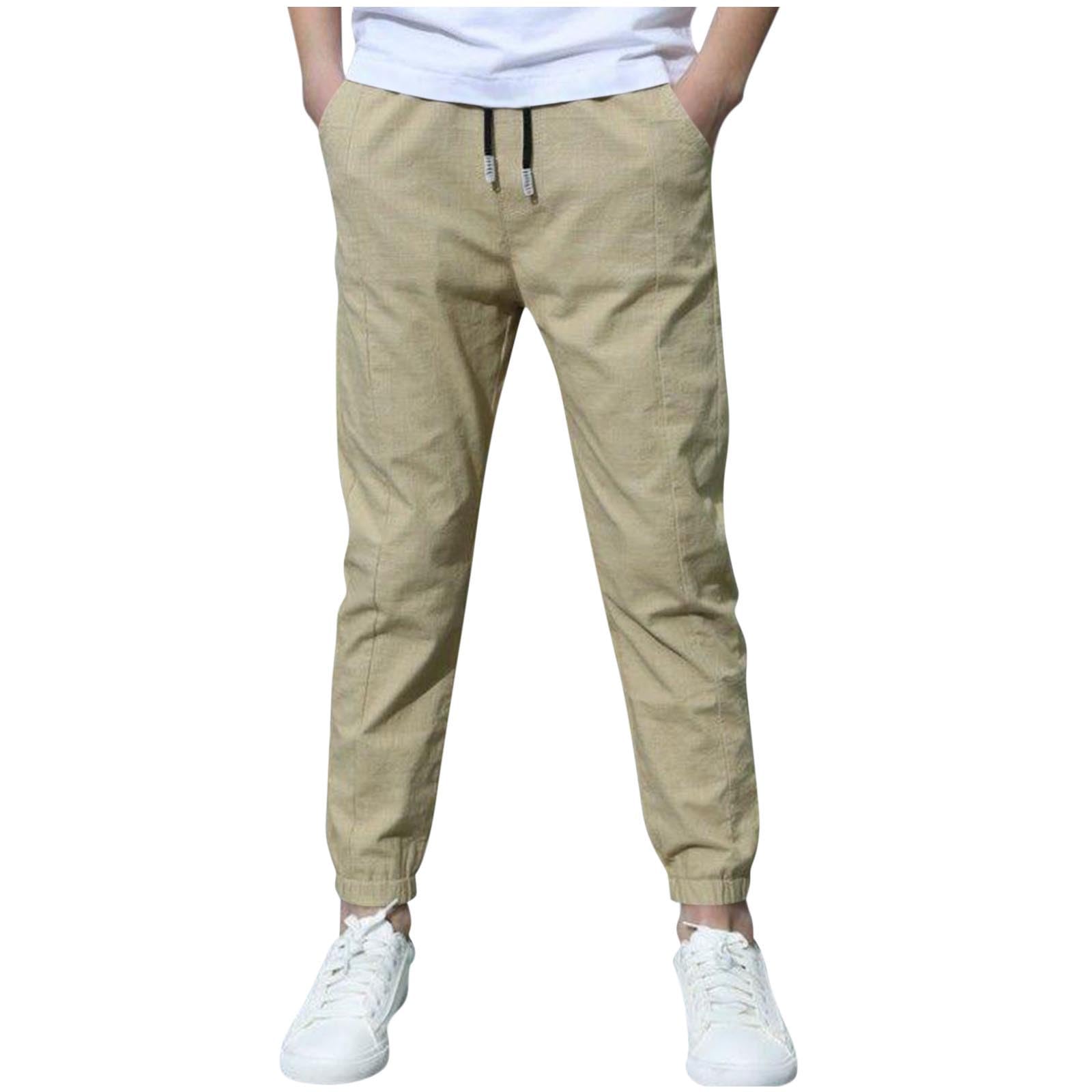 Confezione da 2 Pantaloni Cotone e Lino per Ragazzo Pantalone Elastica in Vita Abbigliamento Estivi Sportivi Pantaloncini Leggeri Traspiranti Pantaloni della Tuta Casual Pants da Esterno
