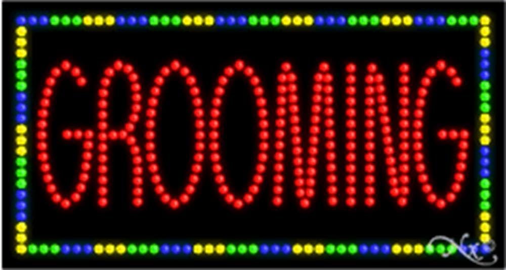 17x32x1 inches Grooming Animated Flashing LED Window Sign