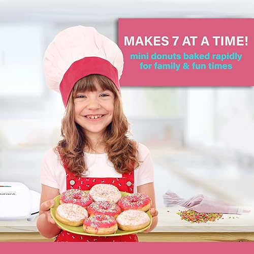 Miniatura 5 de Courant Mini máquina para hacer donas para vacaciones, apta para niños, desayuno o aperitivos, postres y más con superficie antiadherente, hace 7
