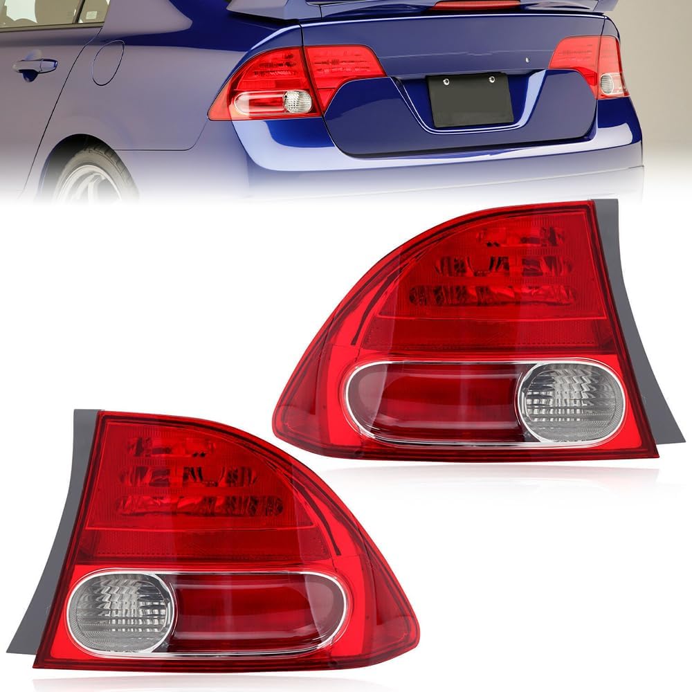 Left Halogen Tail Light Compatible With Honda Civic Sedan 2006 2007 2008 Rear Brake Stop Lamp Driver Side Replacement For HO2800166 33551SNAA01