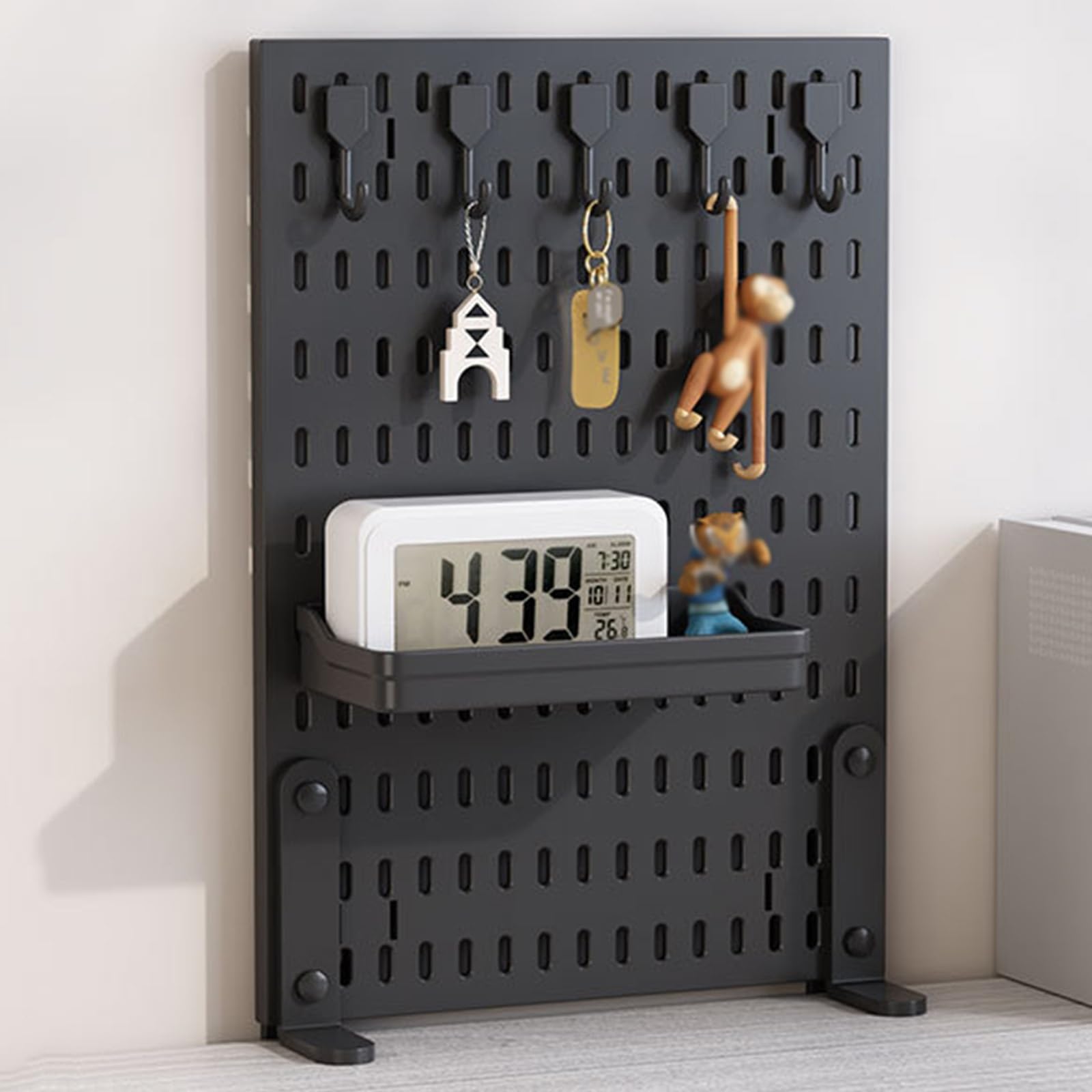SCBTGKLN Clamp-on Desk Pegboard, Privacy Panel for Office, Pegboard Display, Desk Accessories for Office Gaming Home, No-Drill(Black,30x40cm/12 x15.7)