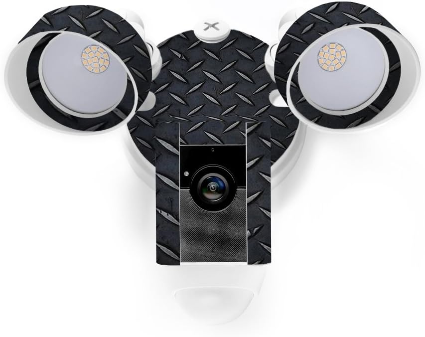 MightySkins Skin Compatible with Ring Floodlight Cam - Black Diamond Plate | Protective, Durable, and Unique Vinyl Decal wrap Cover | Easy to Apply, Remove, and Change Styles | Made in The USA