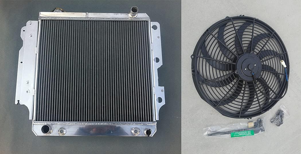 3 Rows Aluminum Radiator + Fan for 1987-2006 Jeep Wrangler YJ/TJ 2.4L 2.5L 4.0L 4.2L