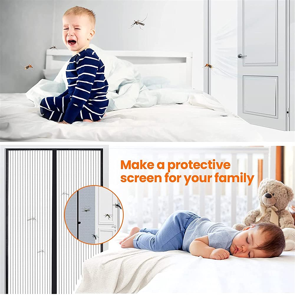 Moustiquaire Fenêtre Fenetre AimantéE 115 X 140 Cm Facile à Installer Fermeture Automatique Porte Moustiquaire Animaux AcceptéS Portes De Balcon Portes Coulissantes[Noir