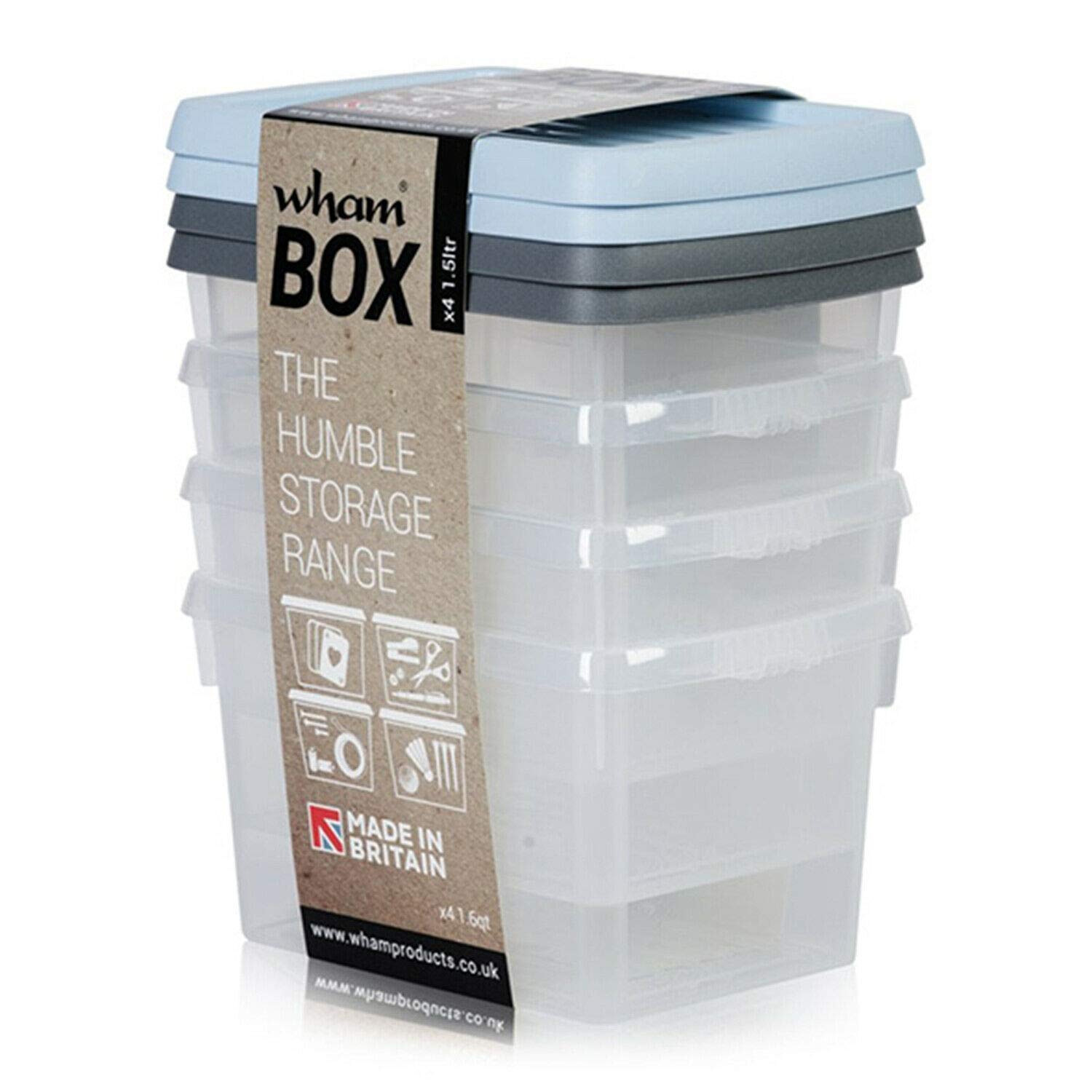 Wham - Box & Lid 490ml Set of 4 Clear/Assorted