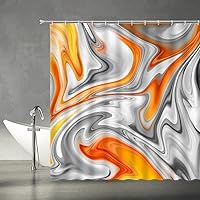 Vista 3 de Cortina de ducha gris naranja abstracta moderna arte estético para el hogar, juego de decoración de baño, incluye ganchos