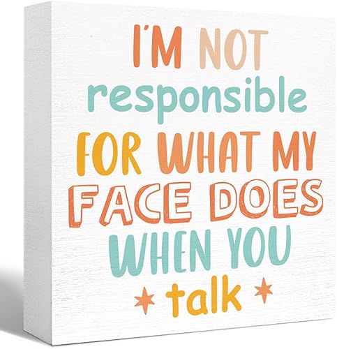 Miniatura 8 de Letrero inspirador de madera con texto en inglés "It's Fine I'm Fine Everything Is Fine", letreros de bloque de madera con cita motivacional,