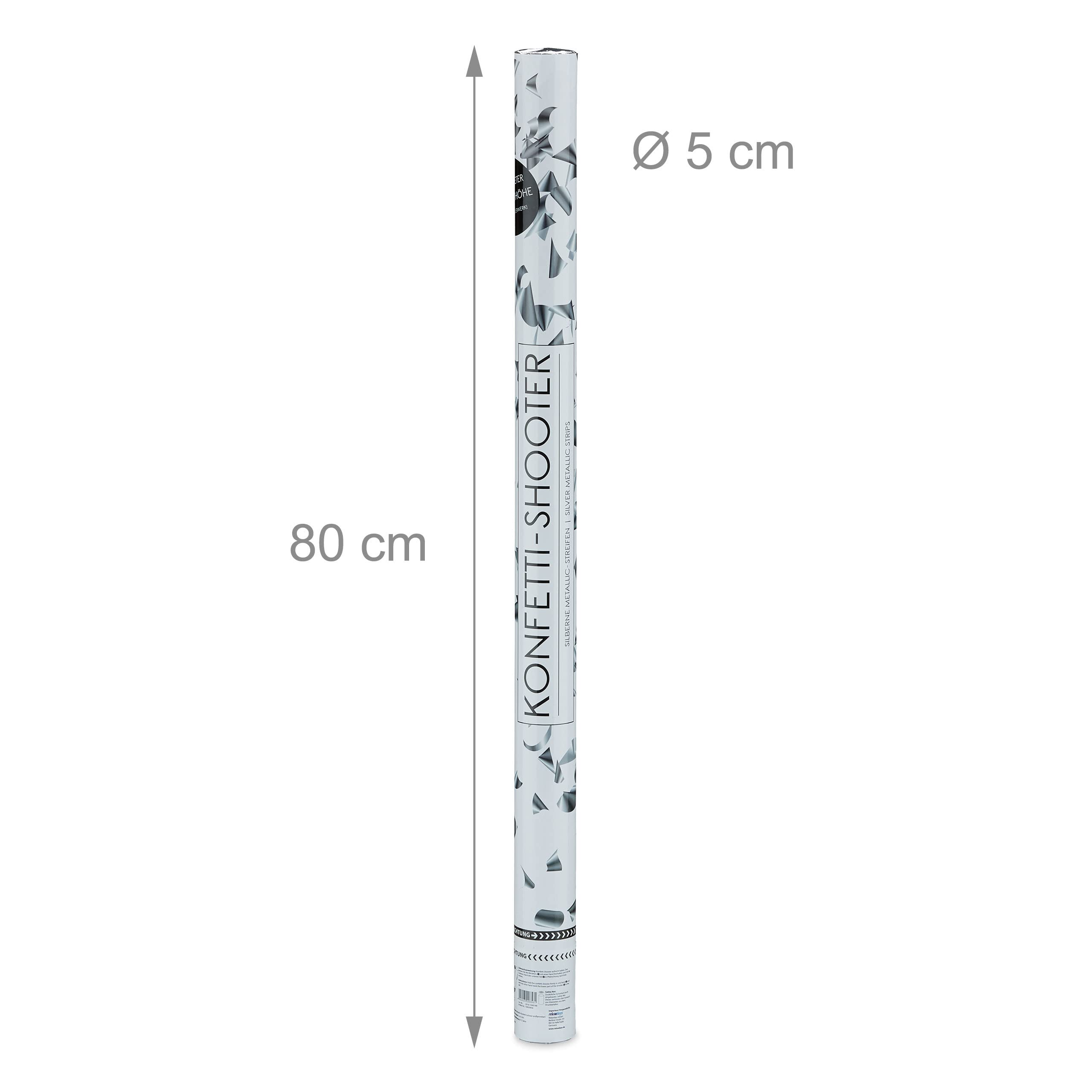 Relaxdays 20 x Party Popper 80 cm im XL Konfettikanonen Set, Konfetti Party Blaster 6-8 m Effekthöhe, metallic