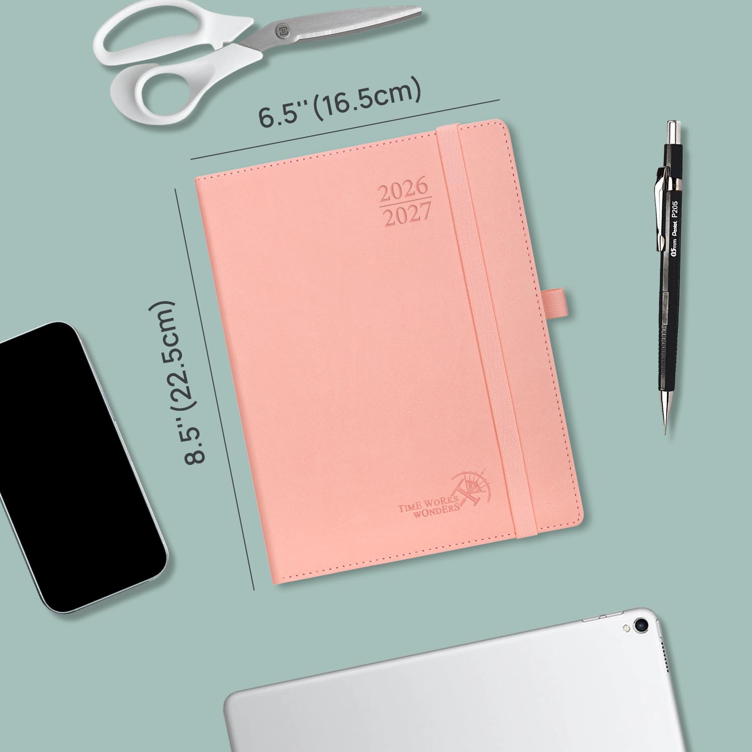 POPRUN Agenda 2026 2027 Semainier Pionowy 22 x 16,5 cm od Sierp'26 - Gru'27, 17 Miesięcy Planner Szkolny, Miękka Okładka z PU Skóry, Interwały 30 Minut, Papier 80 gsm,Niebieski nocny