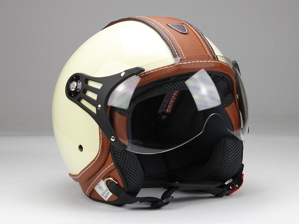 BNO-PL28 Jethelm Beige glänzend + Braun, Motorradhelm, Schutzhelm Helm S - XL