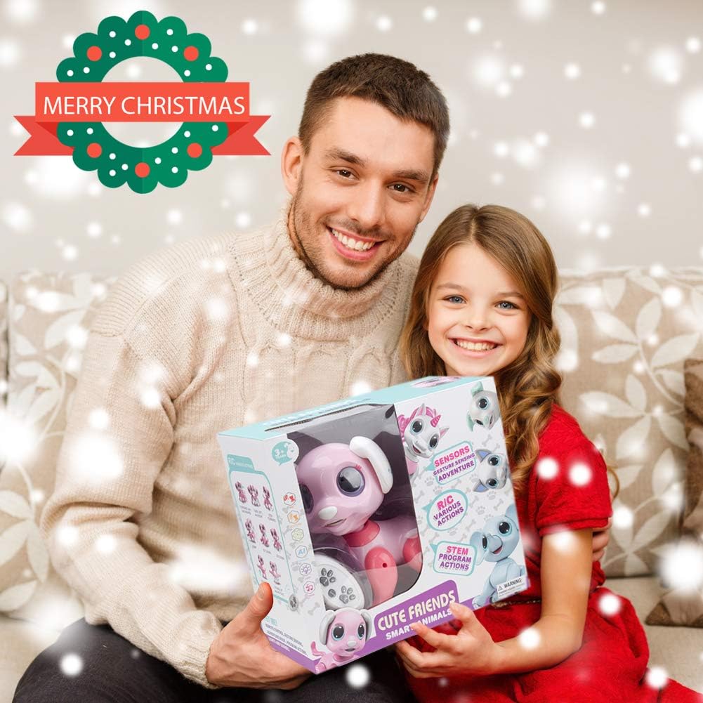 BIRANCO. Updated 2019 Smart Puppy - Remote Control, Gesture Control, STEM Programmable Actions, Lights and Sounds Electronic Pets Dog Toys, Ages 3 and Up (Pink) : Toys & Games